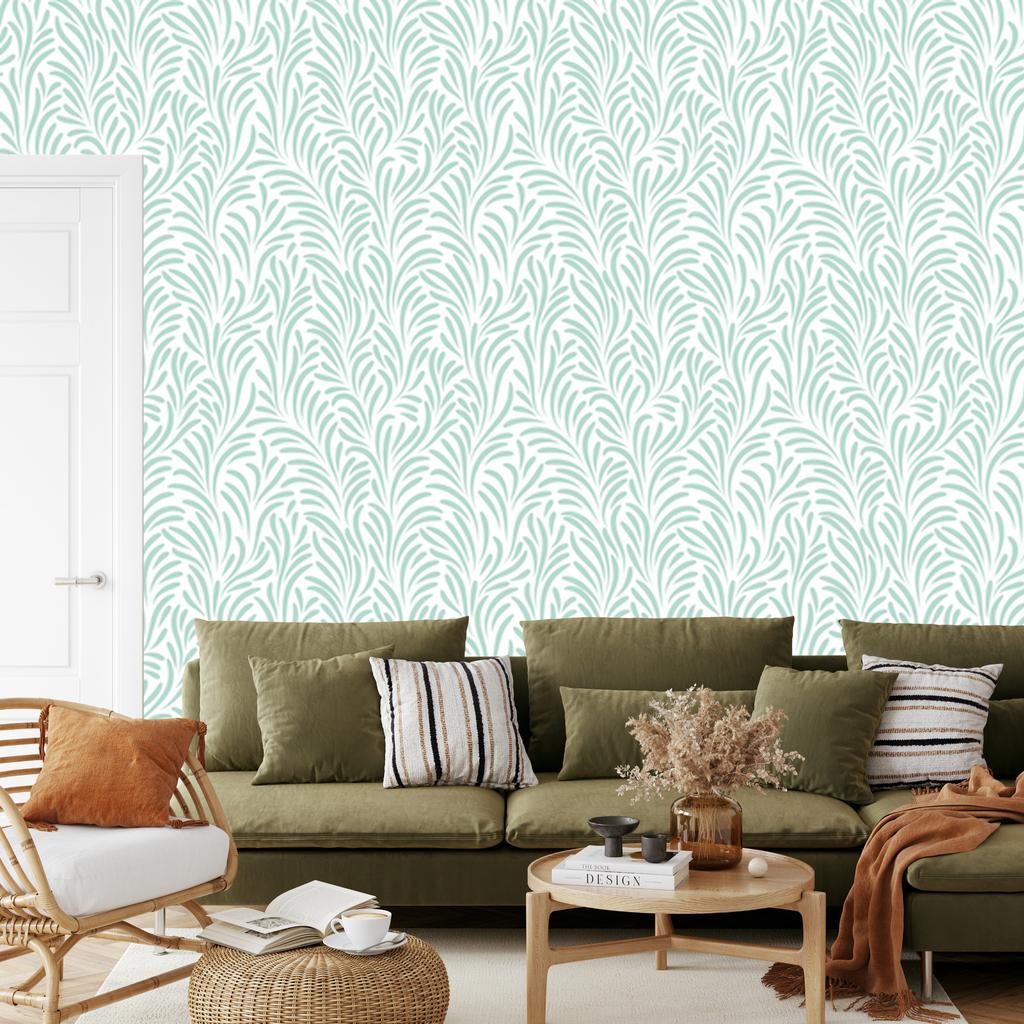 Delicate leaves wallpaper in retro style for living room and bedroom 50x1000
