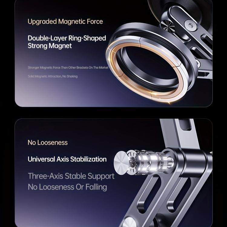 Suction Cup Phone Holder Car Vacuum Magnetic Mount 360° Metal Stand with Adjustable Directional Strong Magnetic Force Compact and Convenient Bracket