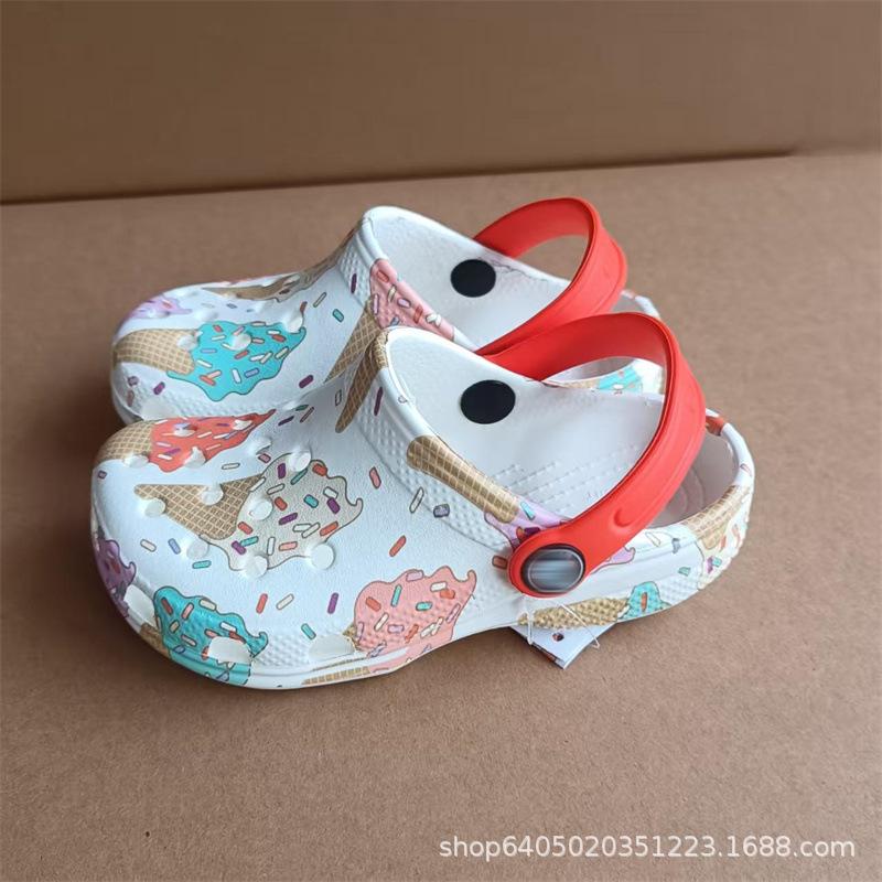 Co-branded Unicorn Ice Cream Crocs for Kids - Comfortable, Fashionable Flat Beach Sandals