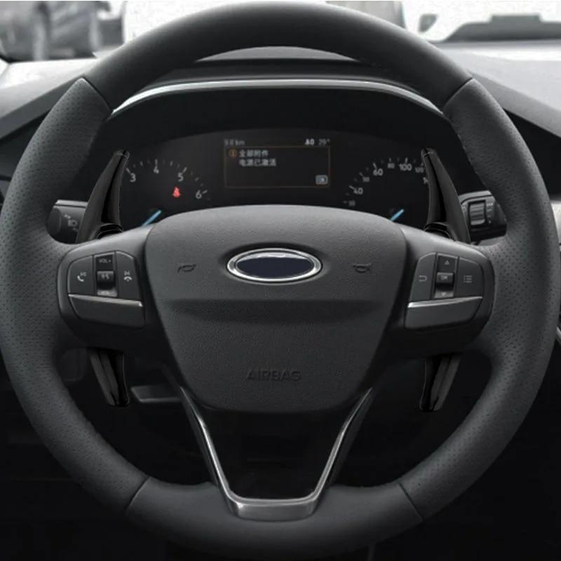2Pcs/Set ABS Chrome Car Steering Wheel Paddle Extension Shifters Shift Sticker for Ford Focus 4 MK4