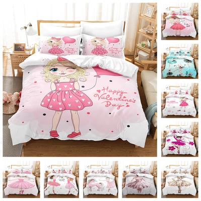 3D Girls' Room Bedding Set Dance Girls' Duvet Cover 2/3pcs Birthday Gift AU140 * 210 Full Size Microfiber Quick Drying Soft Home Textile