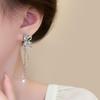 Korean Dragonfly Tassel Earrings Sweet Shiny  Long Tassel Ear Clips Wedding Jewelry