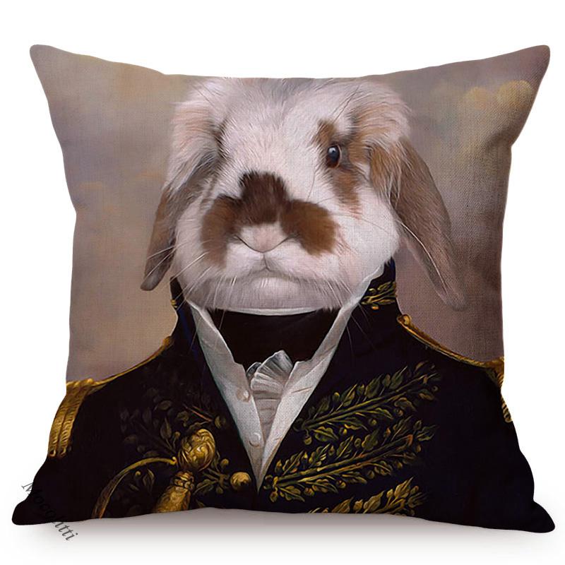 Nordic Art Posters Style Decoration Cushion Cover Lion Rabbit Zebra Deer Funky Animal Funny Oil Painting Sofa Throw Pillow Cases