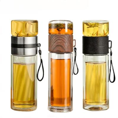 400ML Double Layer Tea Water Bottle High Borosilicate Glass Tea Cup With Filter Infuser Tumbler Drinkware Set