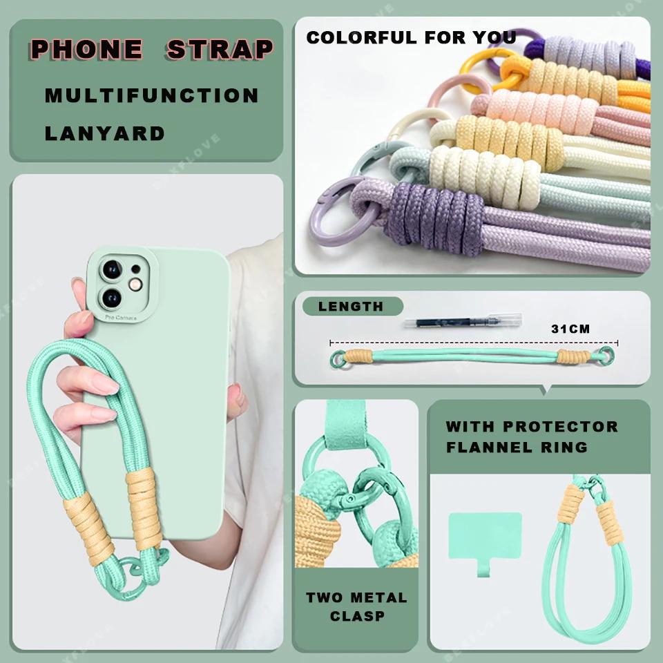 Lanyard Phone Case For iPhone 16E 16 14 15 Plus 12 13 Mini 11 16 Pro X XR XS Max SE Liquid Silicone Strap Protector Soft Cover
