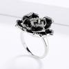 925   Exquisite Enamel Drip Oil Color Black Flower Ring For Ladies Party Wedding Jewelry Gift