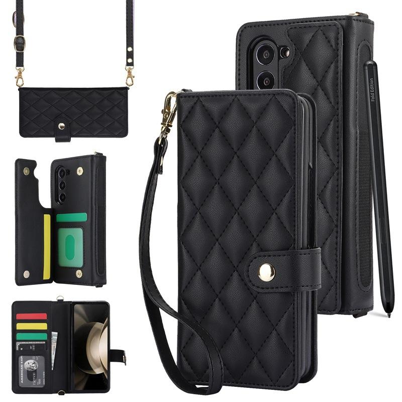 Applicable to Samsung Z Fold 7Foldable multifunctional phone case Z Fold6/5Card slot protective case with pen holder