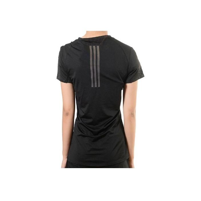 Adidas Logo Patchwork Striped Round Neck Breathable Short Sleeve T-Shirt Women Tops Black CG1096