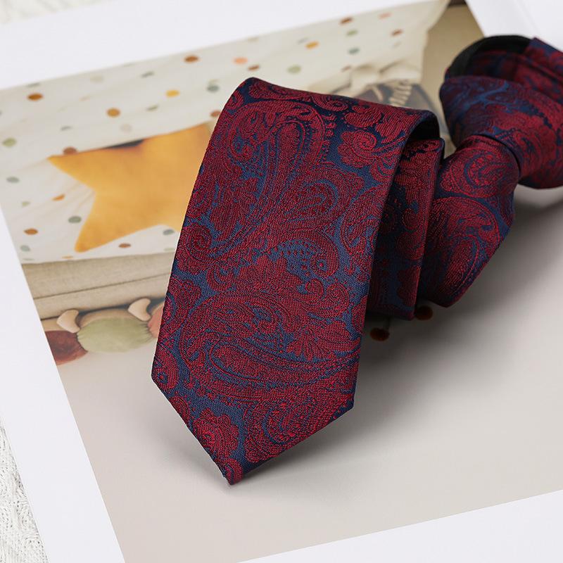 6 см Каштан Узор Галстук Мужчины и Женщины Деловое Платье Жених Свадьба Корейская Версия Узкий Ленивый Без Молнии Галстук