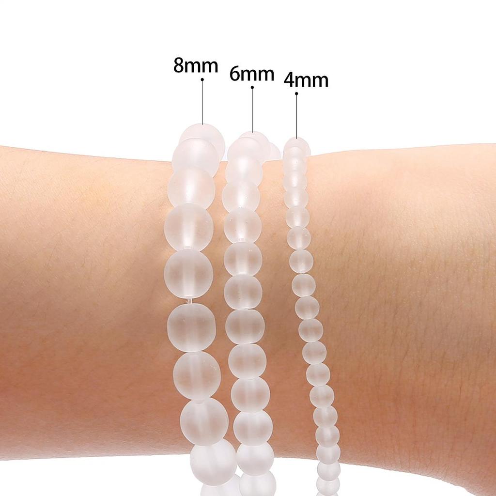 4/6/8/10 mm glänsande genomskinliga glaspärlor Frosting glas lösa pärlor för smycken dekoration göra DIY hårstick armband halsband örhänge