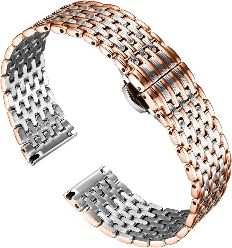 Nerezový řemínek na hodinky pro OB DW Longines L4 Pohodlný k nošení Dvojitá překlápěcí spona Řemínek na hodinky 14mm 16 18 20mm