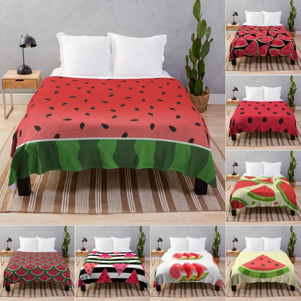 Coperta Morbida Anguria Rossa Matrimoniale Leggera in Pile di Flanella per Divano Letto Divano Viaggio Campeggio per Bambini Adulti