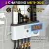 No Drilling Electric Toothpaste Dispenser Solar Charging Smart Toothbrush Organizer