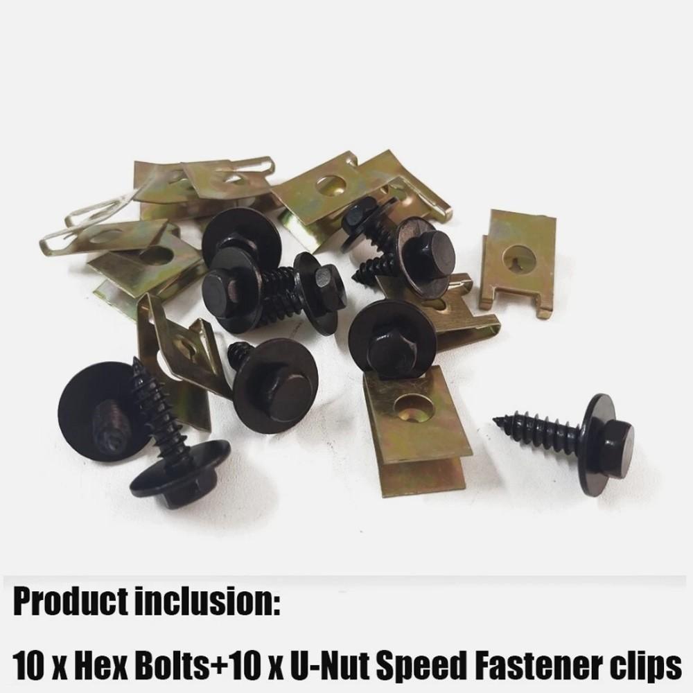 U Nut Clips Fastener Gasket Kit Car Metal Screw Body Fender Bumper Retainer X 20