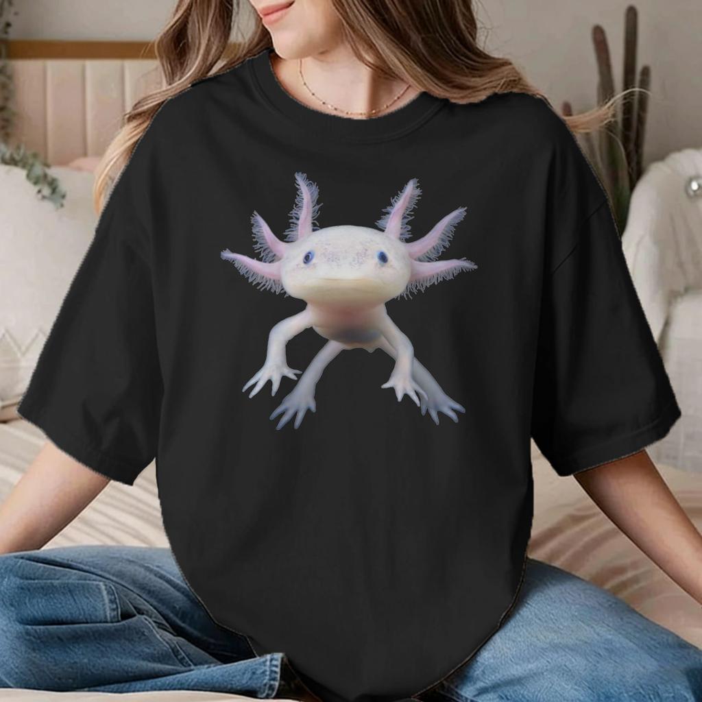 I Axolotl Questions for Unisex Unisex T Shirts Cute Axolotls Vintage Tees Round Neck TShirts 100 Cotton Printed Clothing