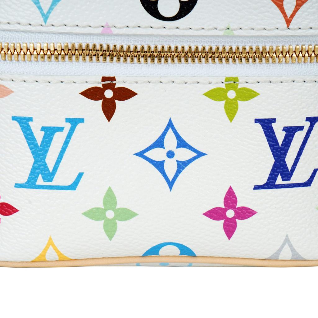 Louis Vuitton X Takashi Murakami Collaboration Nice Artificial Leather Handbag Makeup Bag Women's White M27941