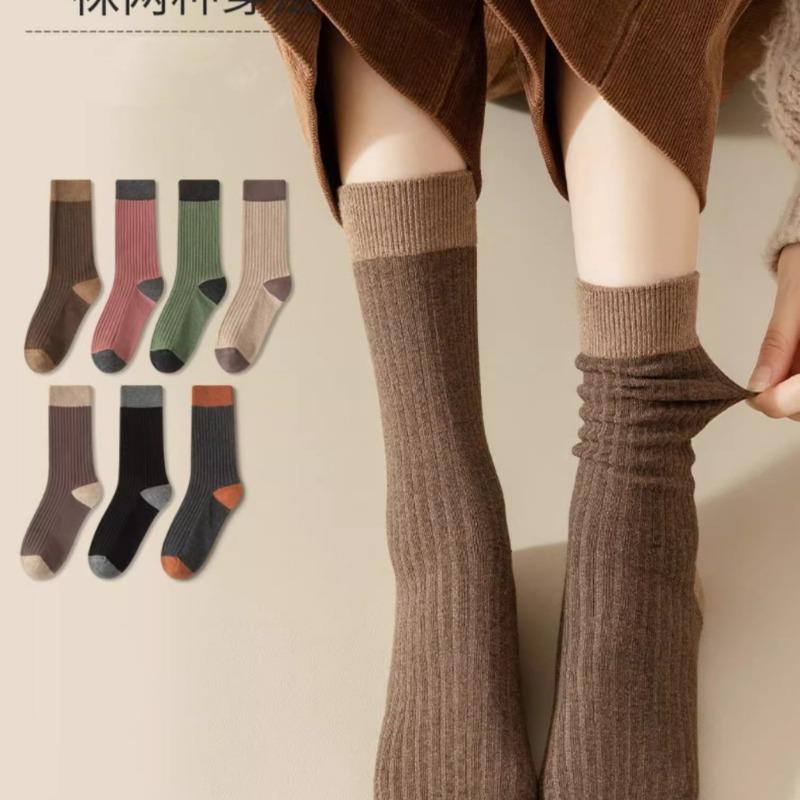 Fall Socks - Long Tube Pile Socks in Contrasting Colors, Versatile and Long-lasting. Women's Socks.