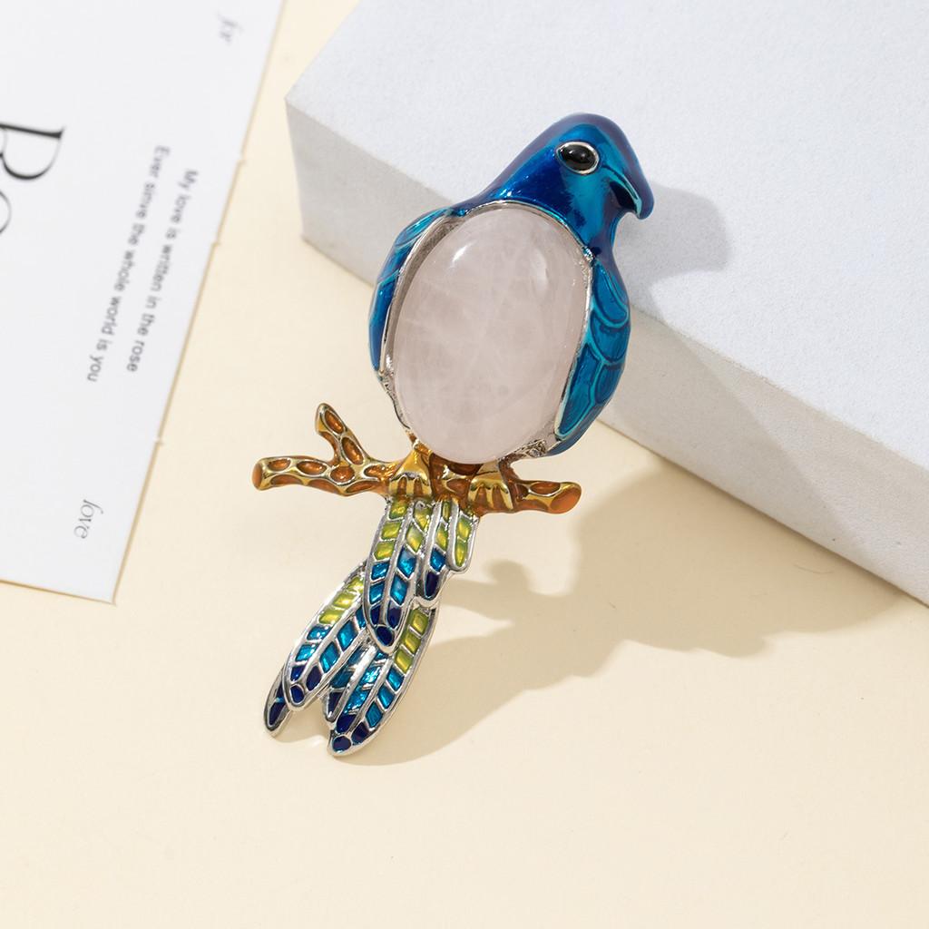 Parrot Enamel Brooch Pin With Shell Inlay For Diy And Jewelry Making