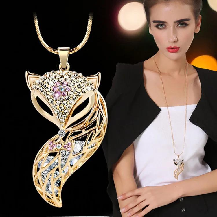 Snowflake Zircon Long Chain for Women Fashion Silver Color Crystal Maxi Necklaces & Pendants Statement Collier Jewelry