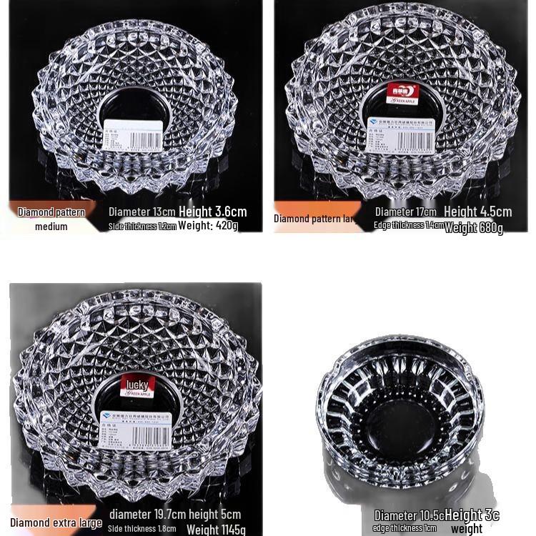 Premium Anti-Fly Ash Crystal Glass Ashtray for Stylish Living Rooms