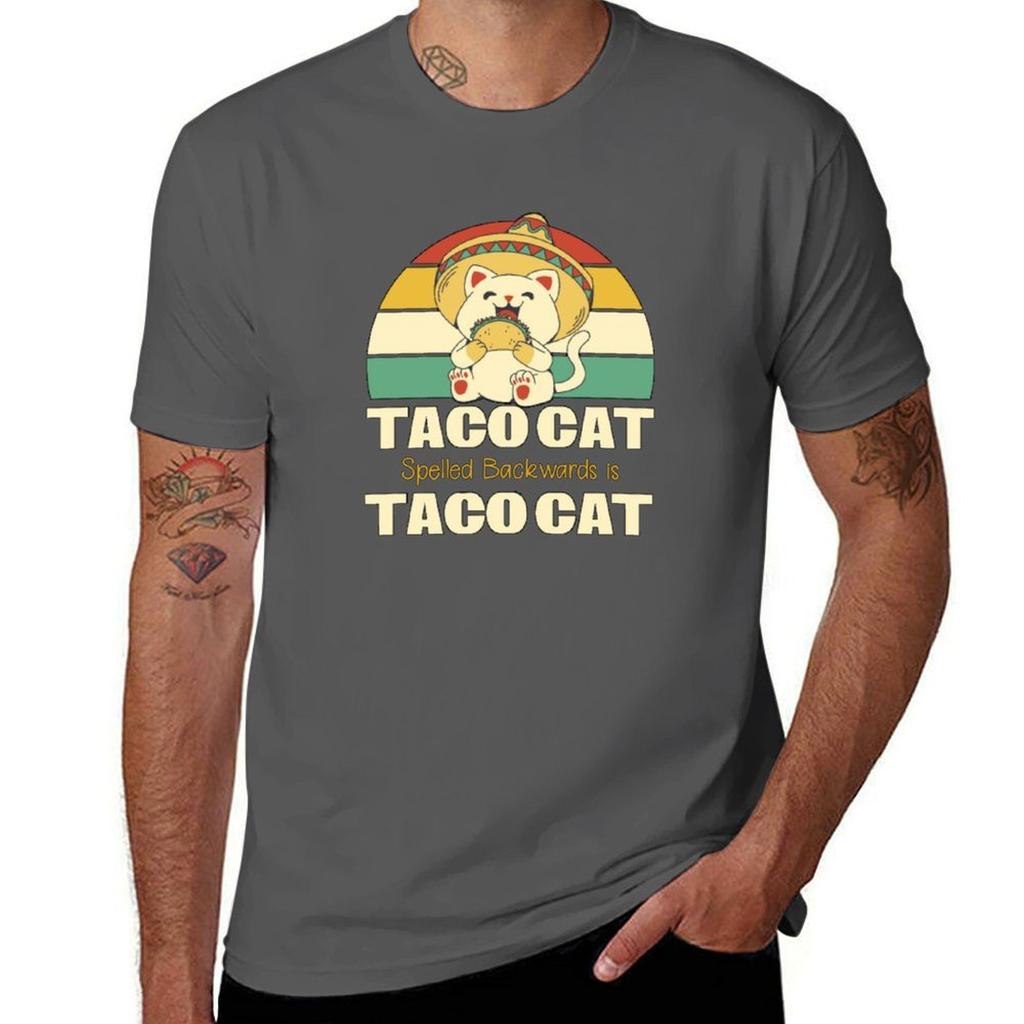 Taco Cat Spelled Backwards Is Taco Cat Retro Sunset Tshirt Everyday Wear Basic Short Sleeve Top