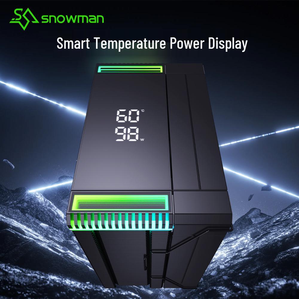 SNOWMAN Ice Man MT6 CPU Cooler: Single Tower with 6 Heat Pipes, Digital Display, ARGB Air Cooling, Compatible with AM5/1700 Platforms.