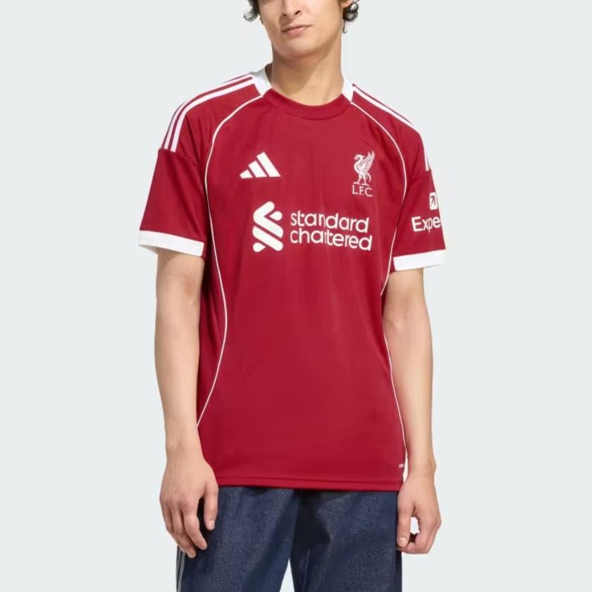 Adidas Aeroready Liverpool FC 25/26 Season Fan Version Home Slim Fit Moisture-Wicking Football Shirt Men Tops JV6423