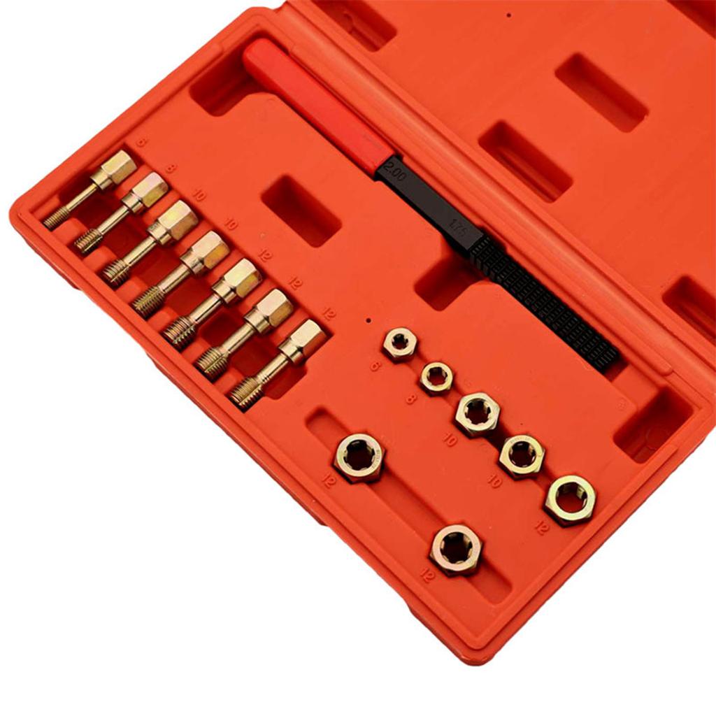 15Pcs Thread Repair Kit with Clearly Marked Taps Dies and Thread File In Storage Case Thread Chaser