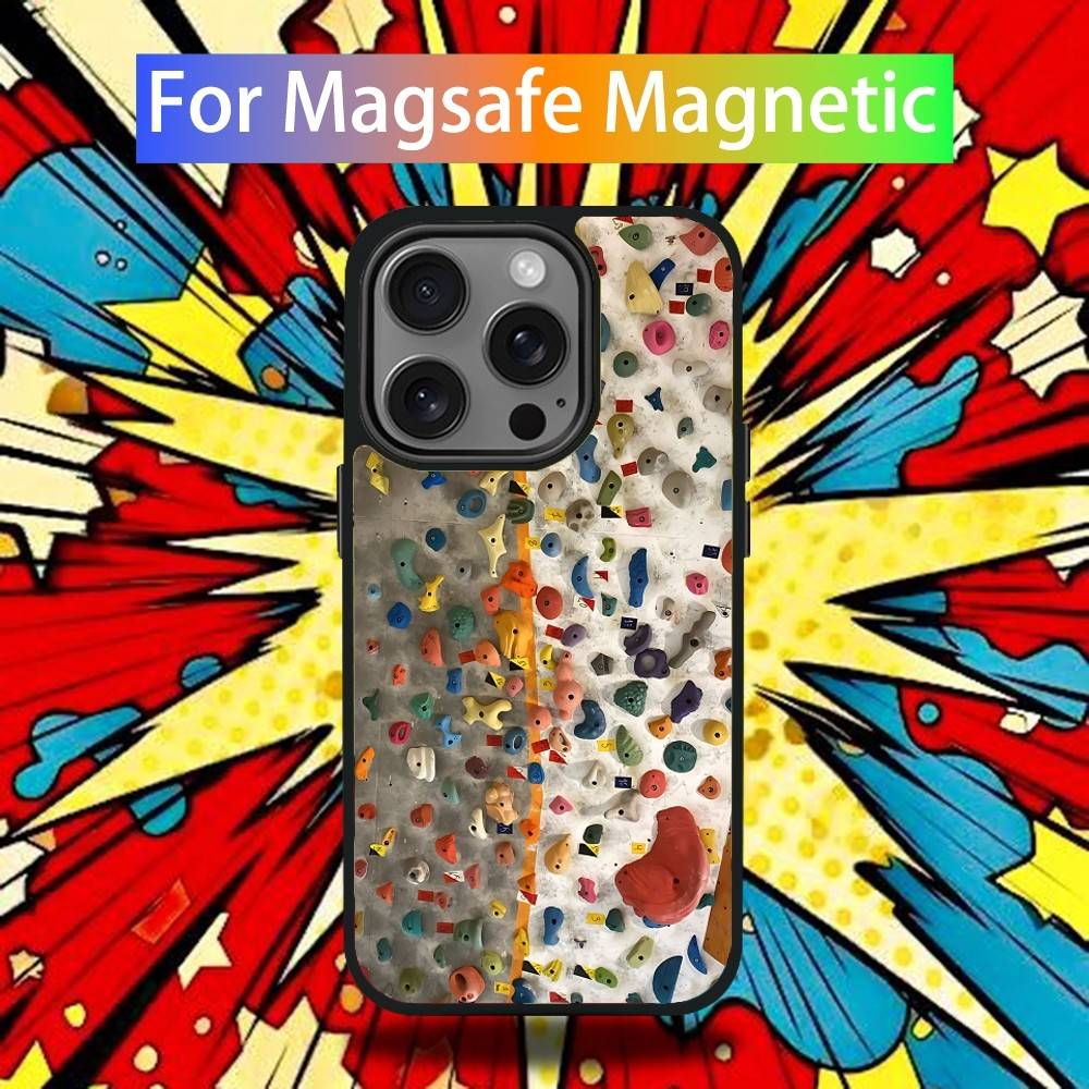 Pouzdro na telefon s motivem lezecké stěny pro iPhone 17,16,15,14,13,12,11 Pro,Max,Plus,Mini,Air,E Magnetický kryt Magsafe