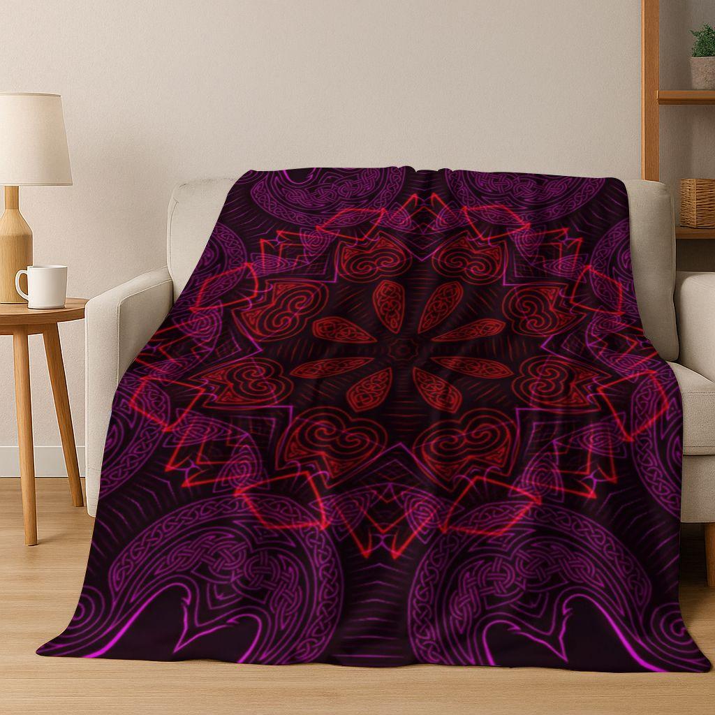Regenbogen Mandala Blume Chakren Yoga Bohemia Kunst Flanell Decke, Gemütliche Weiche Überwurfdecke für Zuhause Schlafzimmer Bett Sofa Abdeckung Kinder Geschenk