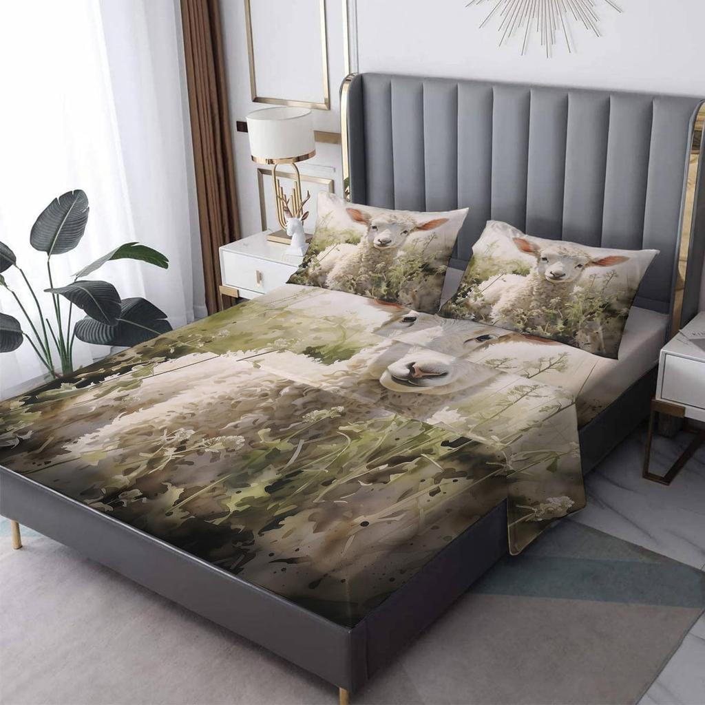 Starry Sky Swing Bear Pattern Mattress Four-Piece Bedding Set Bedroom Dormitory Bedding Decoration