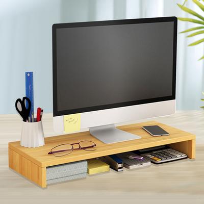 Wooden Computer Elevated Rack Monitor Stand Riser with Storage Compartment Easy Installation Office Desk Storage Organizer Laptop Holder