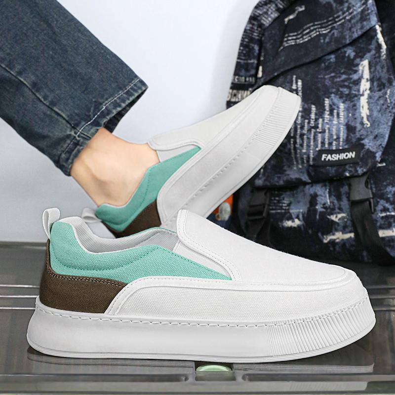 Loafers Low-top Canvas Ventilate Soft and Comfortable Sports and Leisure Skateboard Thick Bottom Shoes for Men Wear-resistant
