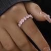 Luxury Pink Crystal Zircon Heart Shaped Open Ring for Women Shiny Metal Geometric Adjustable Finger Ring Fashion Jewelry Gift