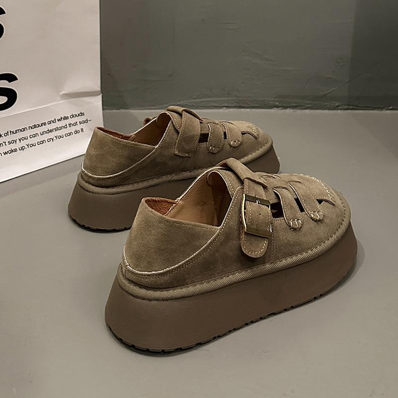 Two wearing bag head sandals, women wear new thick-soled muffins in summer, lazy and one pedal