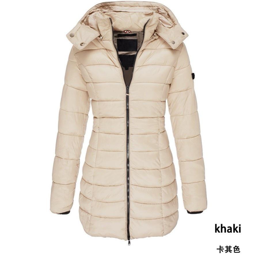 Women's Winter Warm Collar Hooded Long Coat With High-quality Zipper Closure Clothes Sale