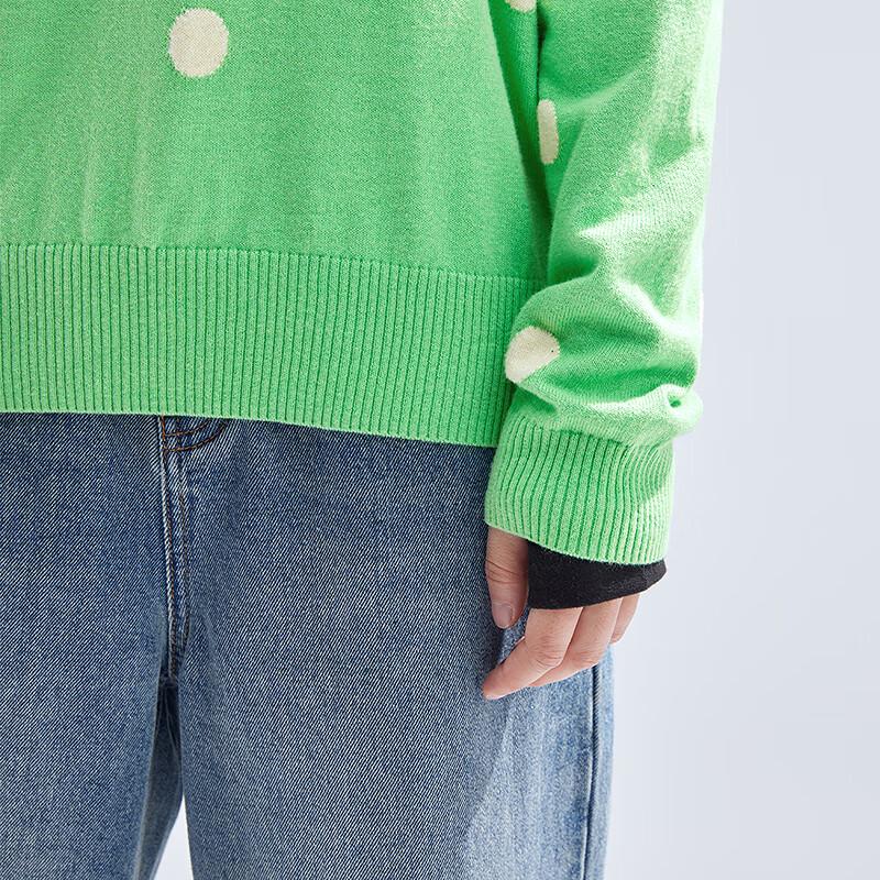 Women's Stylish Polka Dot Knit Round Neck Sweater