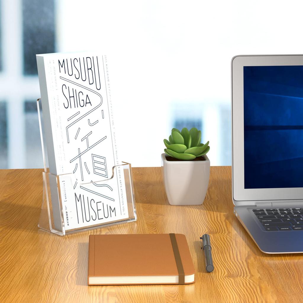 NIUBEE Transparent Catalog/POP Advertising Stand, A5 Vertical, Set of 2, Postcard Holder, Desktop Brochure Stand, Stylish Catalog Rack