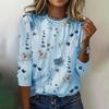 Casual Long Sleeve Women's Floral Print Sweatshirt Spring Fall Clothing Crew Neck