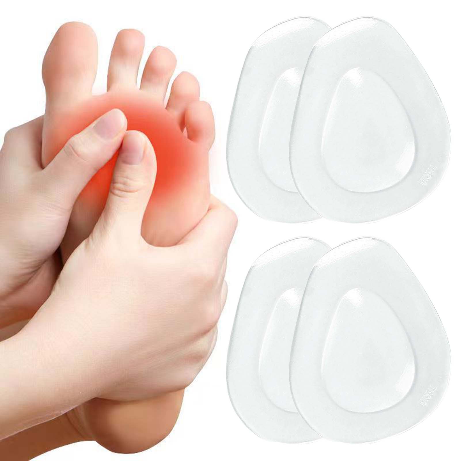 

4 пары Утолщенные стельки Противоскользящие Прозрачные Мягкие гелевые подушечки для передней части стопы для амортизации и поглощения ударов Аксессуары для обуви