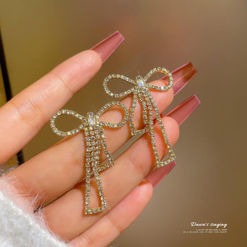 Trendy Bowknot Frauen Baumeln Ohrringe Koreanischen Stil Bogen Ohrringe Perle Quaste Lange Mode Weibliche Schmuck