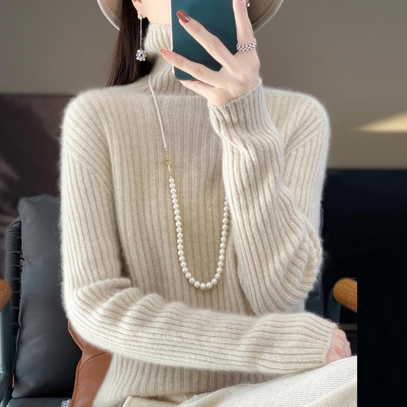 Women Sweater 100% Wool MODERN NEW SAGA Turtleneck Knit Pullover Thick Winter Jumpers Female Knit Tops