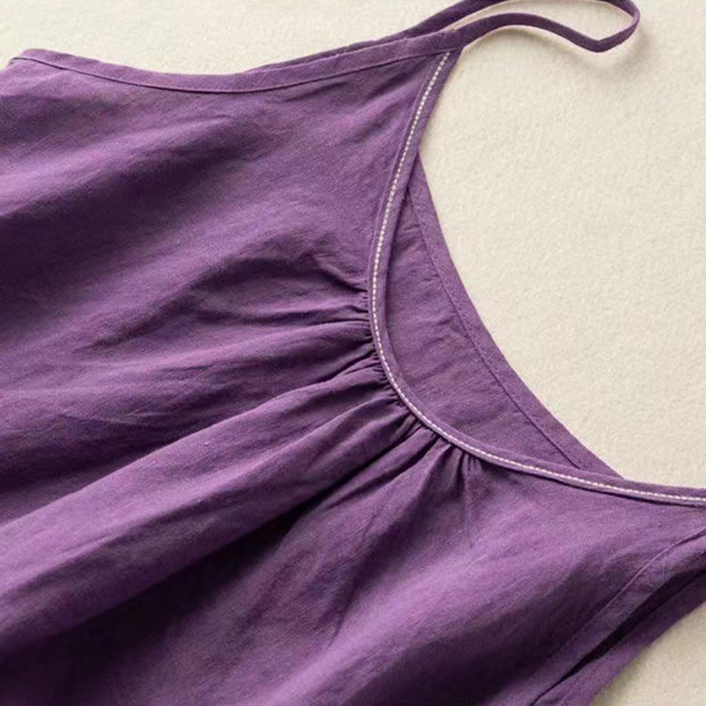 Women's Fashionable Loose Casual Summer Cotton Linen Camisole T-shirt