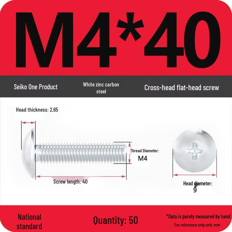 White Zinc M3-M6 Phillips Flat Head, Pan Head, and Mushroom Head Machine Screws