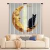 2 Pcs   Filtering Curtains (excluding Rods   Non-movable   Without Batteries) Black Cat On Moon for Use In Bedrooms and Living