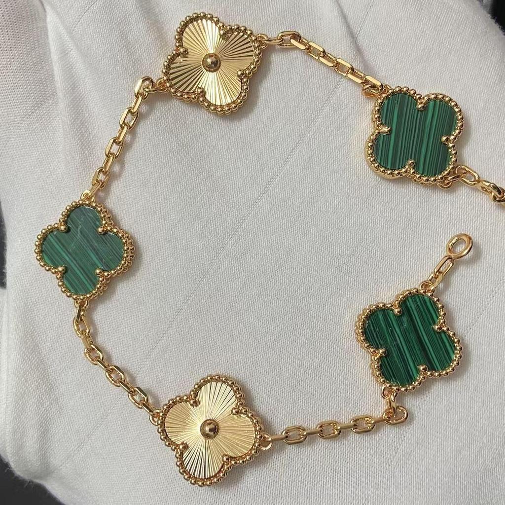 Nuova Versione Bracciale Quadrifoglio Cinque Fiori Agata Rossa Naturale Madreperla Bianca Bracciale da Donna Bracciale Laser