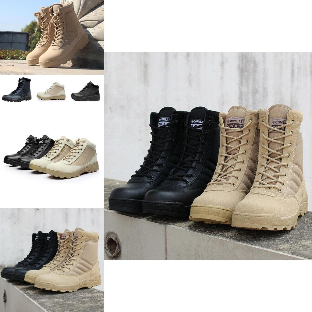 Comfortable Shock Absorbing Men's Military Combat Boots With Durable Rubber Sole