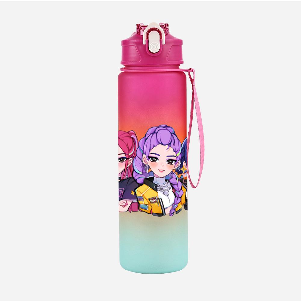 750Ml Water Bottler Anime K-Pop Demon Hunters Printed Character Water Cup Large Capacity Outdoor Portable Rope Drinking Bottle for Boy Girl Gift