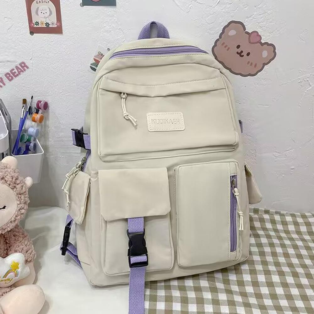 Fashion Nylon Backpack Large Capacity Korean Color School Bag Breathable Casual Book Bag Students