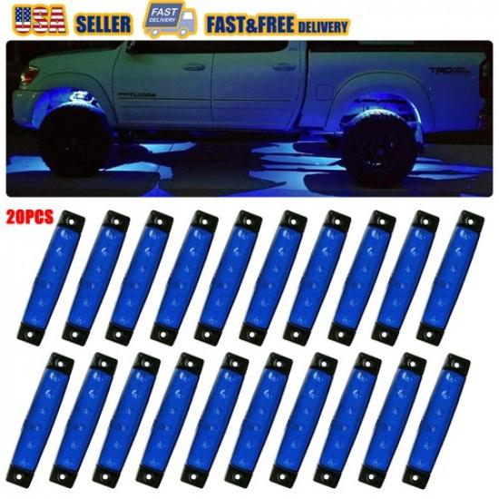 

Blue 20 Pods LED Lights Rock Light Underbody For Jeep Offroad UTV Truck ATV Boat